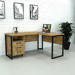 Офісний стіл лофт СУЛГ-3 (1400x1200x765) Дуб Аппалачі Gamma Style