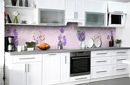 Кухонний фартух Дзвіночки вінілова наклейка для кухні ПВХ польові Квіти Фіолетовий 60х200 см Happy Pocket Z181306