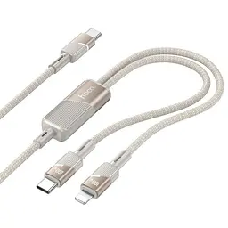 Кабель Hoco U139, 2 в 1 Type-C to Type-C/ Lightning 100W 1.2 м золотистий