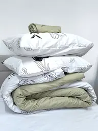 Простирадло без резинки Ecotton Євро 220х240 см із сатину зеленого кольору 24303 (25358) - мініатюра 1