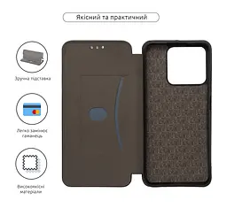 Чехол-книжка для ZTE Blade A55 4G/A35 4G, G-Case, черный, кожаный чехол-книга из экокожи (PU) и TPU, с магнитом, с подставкой и вместительным кардхолдером, противоударный, защита всего корпуса, ArmorStandart (ARM81523) - мініатюра 3