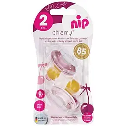 Пустушка Nip Вишенька Д, 6+, круглий, 2 шт., червоний з рожевим (38691-51) - мініатюра 2