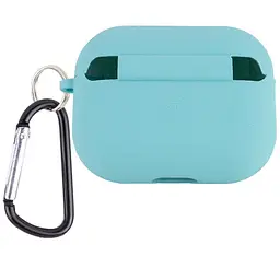 Силіконовий футляр з мікрофіброю для навушників Airpods Pro 3 Бірюзовий / Marine Green - мініатюра 2