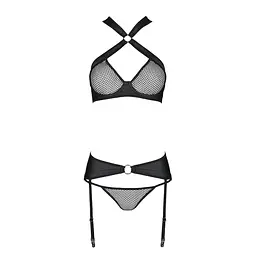 Сітчастий набір: бюстгальтер із халтером Passion Amanda Set black L/XL - мініатюра 5