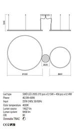 Підвісний світильник Redo ORBIT SU LED 108W 4000K D1000+600 SAND WHITE (4.1.2)-TRIAC 01-1922-TRIAC - мініатюра 3