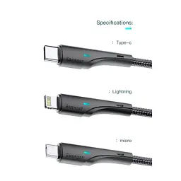 Дата кабель USB 2.0 AM to Lightning 1.0m 2.4A black Essager (EXCL-LS01) - мініатюра 12
