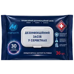 Серветки дезінфекційні Manorm Нор-Експрес 36 шт (спиртові)