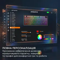 Клавіатура Ajazz AK820 V2 White Peach Switch (AK820-V2-WP-S-W) - мініатюра 6