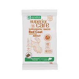 Беззернові ласощі для рудих собак Nature's Protection SC Red Coat Hypoallergenic Oral Care з лососем, 150 г
