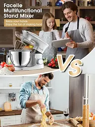 Планетарний міксер Facelle 2000 Вт 8,5 л з металевою чашею, 6+P швидкостей - мініатюра 3