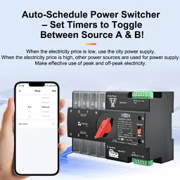 Автоматичне введення резерву АВР Wi-Fi eWeLink TOMZN TOQ7e 4P 220V 125A перемикач живлення трифазний 4х полюсний (19648) - мініатюра 6