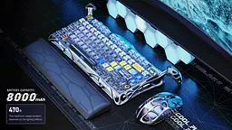 GravaStar Клавіатура механічна Mercury K1 Pro 80keys, GravaStar x Kailh Speedy Mint, BT/WL/USB, RGB, Interstellar Silver - мініатюра 4