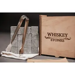 Подарунковий набір Whiskey Stones камені для віскі зі стеатиту в дерев'яній скриньці 16 штук + мішечок + щипці - мініатюра 4