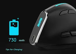 Комп'ютерна миша Zelotes F-36 вертикальна бездротова з акумулятором 2,4G+Bluetooth Black - мініатюра 2