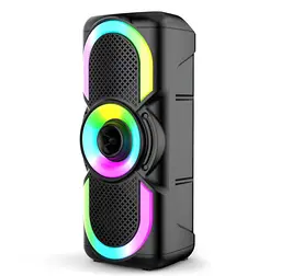 Портативна Bluetooth колонка E-4203 стереозвук караоке FM-радіо LED-підсвічування AUX до 4 годин автономної роботи 16 Вт Чорний - мініатюра 3