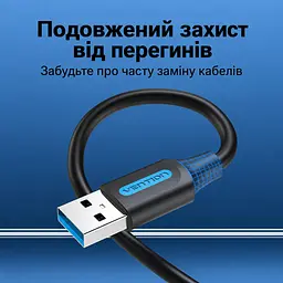 Кабель Vention CONBI USB 3.0 USB-A - USB-A 3 м чорний (CONBI) - мініатюра 5