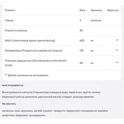 NAD+ з ресвератролом Mason Natural 60 вегетаріанських капсул - мініатюра 3