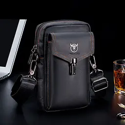 Чоловіча шкіряна сумка на пояс BULL 18х13х5 см sum0025997 - мініатюра 5