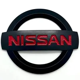 Емблема решітки задня для Nissan матова Чорна 118х100 мм Пластик на скотчі (Завод)