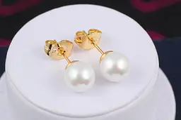 Сережки гвоздики Xuping Jewelry перли 8 мм золотисті