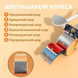 Автоматичний тренажер для живота, коліщатко для живота з подушечкою для пуш-апу, WHEEL - мініатюра 6