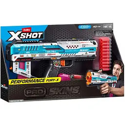 Бластер X-Shot Skins Pro Series Fury-X швидкострільний 40 патронів (36772R) - мініатюра 5
