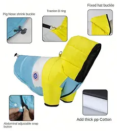 Куртка для собак и котов EcoToys Yellow-Blue S желто-голубая A: 26 см B: 41 см C: 26 см 6923 - миниатюра 8