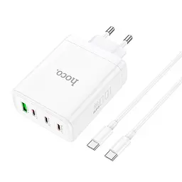 Адаптер мережевий Hoco N31 Leader four-port (3C1A) fast charger set + Type-C to Type-C кабель - мініатюра 6