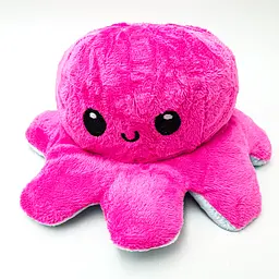 М'яка іграшка Восьминіг перевертень двосторонній веселий сумний Mood Octopus 16 см UKC малиново/блакитний - мініатюра 2