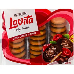 Печиво Roshen Lovita Jelly Cookies Cocoa-cherry 420 г (889197) - мініатюра 2