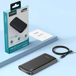 Універсальна мобільна батарея Choetech 10000mAh 12W USB-A,USB-C чорна - мініатюра 4