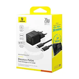 МЗП Palm Fast Charger PD20W+QC3.0 (1USB-A/1C) + кабель Type-C to Type-C (P10111608) Cluster B Baseus teh0029604 - мініатюра 6