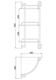 Полиця Frap скляна потрійна кутова 250x250 F1907-3 1/10, Хром - мініатюра 2