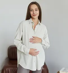 Сорочка вельветова для вагітних та годуючих мам Varna розмір S-М Lullababe Айворі