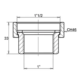 Перехідник плоский Icma №789 ВР 1 1/2" х 1" - мініатюра 2