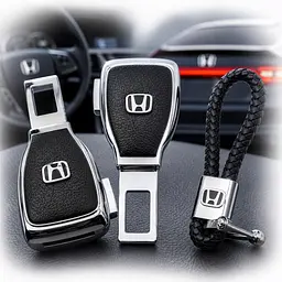 Набір в авто для Honda №2 / заглушка-перехідник ременя безпеки та брелок з логотипом