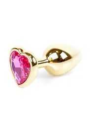 Анальна пробка - Jewellery Gold Heart Plug Pink - мініатюра 2