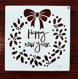 Трафарет «Happy new year» новорічний 13 × 13 см сірий