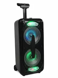 Портативна колонка валіза 2×8″ PMPO 1200 Вт з мікрофоном, пультом і LED чорна (49676163)