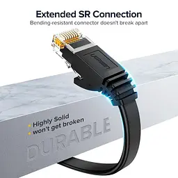 Патч-корд Ugreen NW102 Cat 6 U/UTP Lan Flat Cable 5m Black (50176) [165591] - мініатюра 7