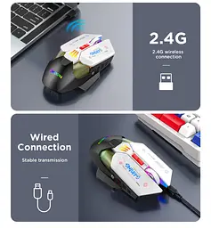 Миша бездротова ігрова з акумулятором та підсвідкою Imice 2.4 gHz MiKespN W19 E-Sports Black - мініатюра 6