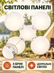 Акумуляторний кемпінговий LED-ліхтар із сонячною панеллю та USB Білий (37261532) - мініатюра 5