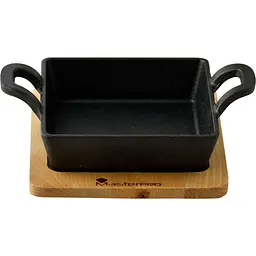 Чавунна мініформа з серверовочною дошкою MasterPro Foodies cook&share 12.6X18.5 см (BGMP-3805-EM) - мініатюра 2
