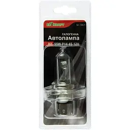 Лампа автомобільна галогенова H1 55W P14.4S 12V, EcoKraft, арт. OAL11 (6900520150046)
