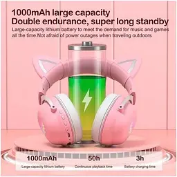 Бездротові навушники Onikuma B100 (B20) Bluetooth Gaming Cat with LED повнорозмірні - мініатюра 4