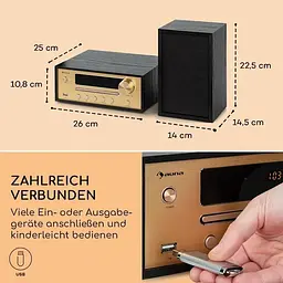 Стереосистема Auna Berklee HiFi Stereo радио FM USB BT (10040457) - мініатюра 3