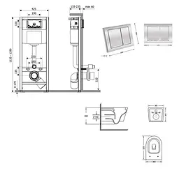 Набір Qtap Nest 4 в 1 підвісний унітаз Swan Ultra Quiet 520x360x320 + комплект інсталяції QT16335180W48188 - мініатюра 9