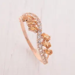 Каблучка з червоного золота з цитринами 16 K-0297