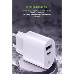 Зарядний пристрій MadeInFuture MFS12 12W 1xUSB-A + 1xUSB-C + cable USB-A to Lightning White (MIF82823) - мініатюра 3