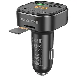 АЗП FM модулятор Borofone BC43 Flash 18W+QC3.0 (2USB-A) Black - мініатюра 3